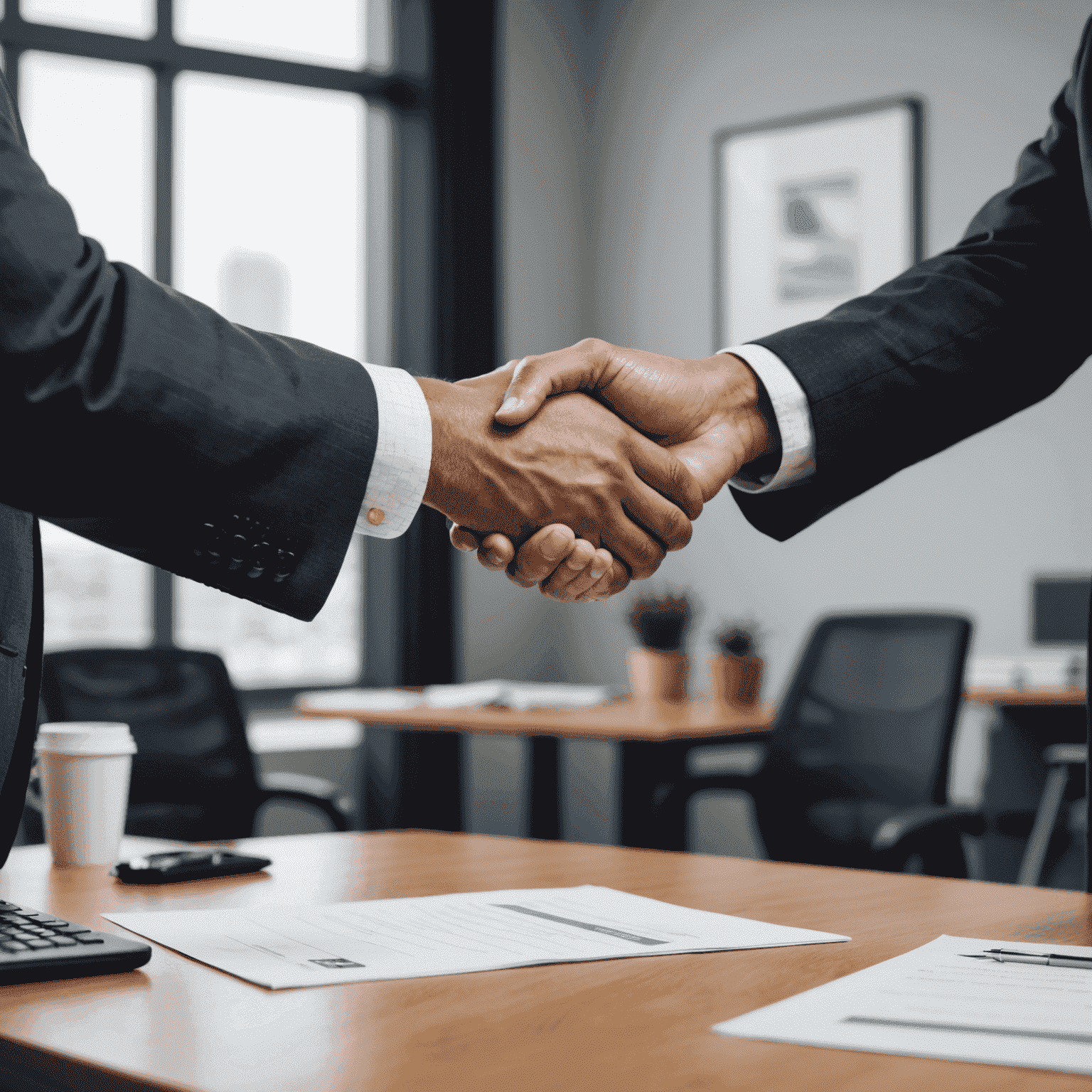 Trust management image depicting a handshake between a client and a CoreFirst Trust & Service advisor
